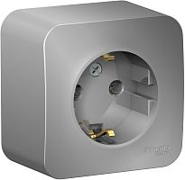 Розетка с заземлением накладная Systeme Electric Blanca 1-м. алюминий картинка